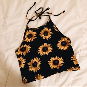 Sunflower Halter Crop Top